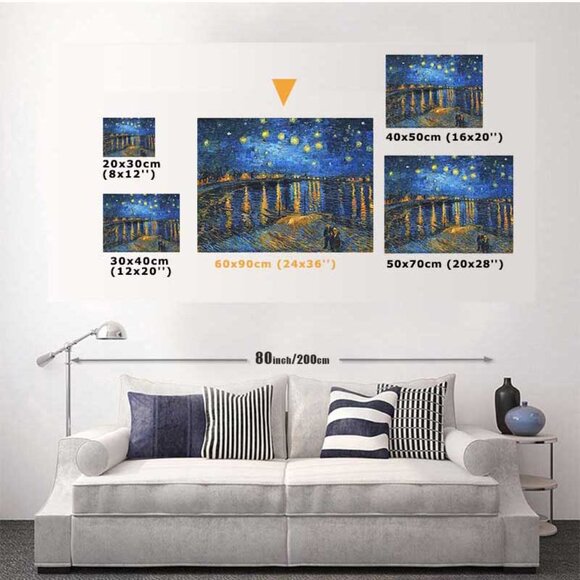 24''x36'' Van Gogh Starry Night Over the Rhone Oil Paintings, Printed on Canvas - Picture 4 of 4